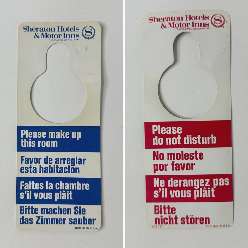 Vtg Sheraton Hotels Motor Inns Do Not Disturb Make Up Room Door Hanger Sign USA